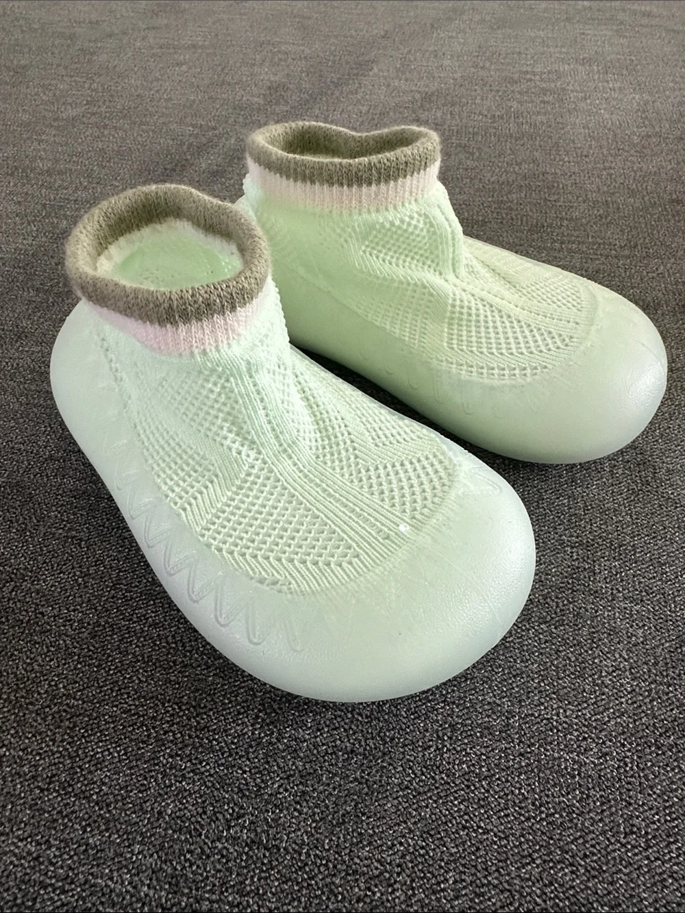 Tiny Explorings Barefoot Baby Shoes Mint Green Slip-On Slippers 12-18 months
